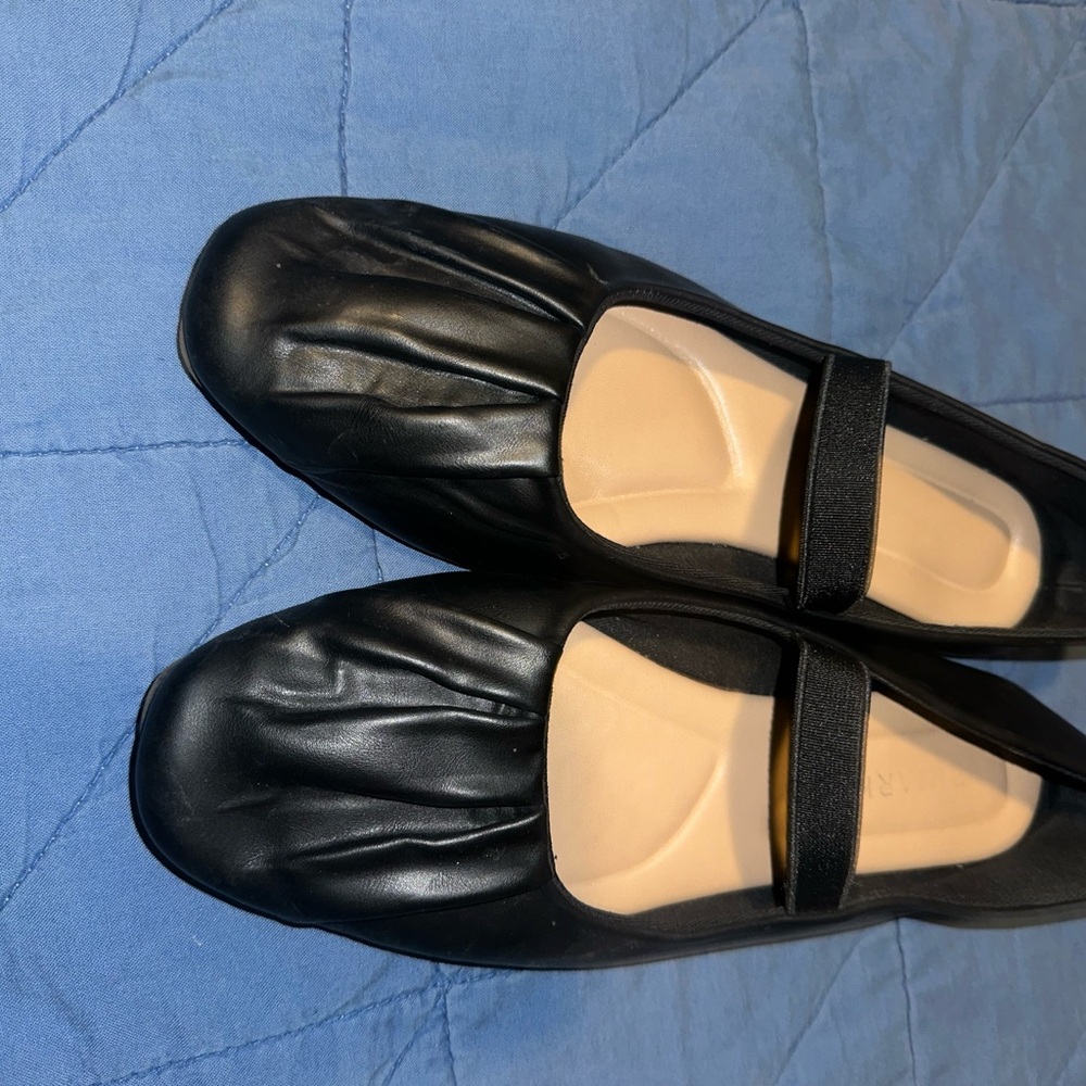 Black Leather Ballet Flats